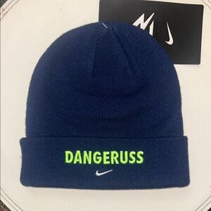 Nike Navy Beanie with Bright Green Logo